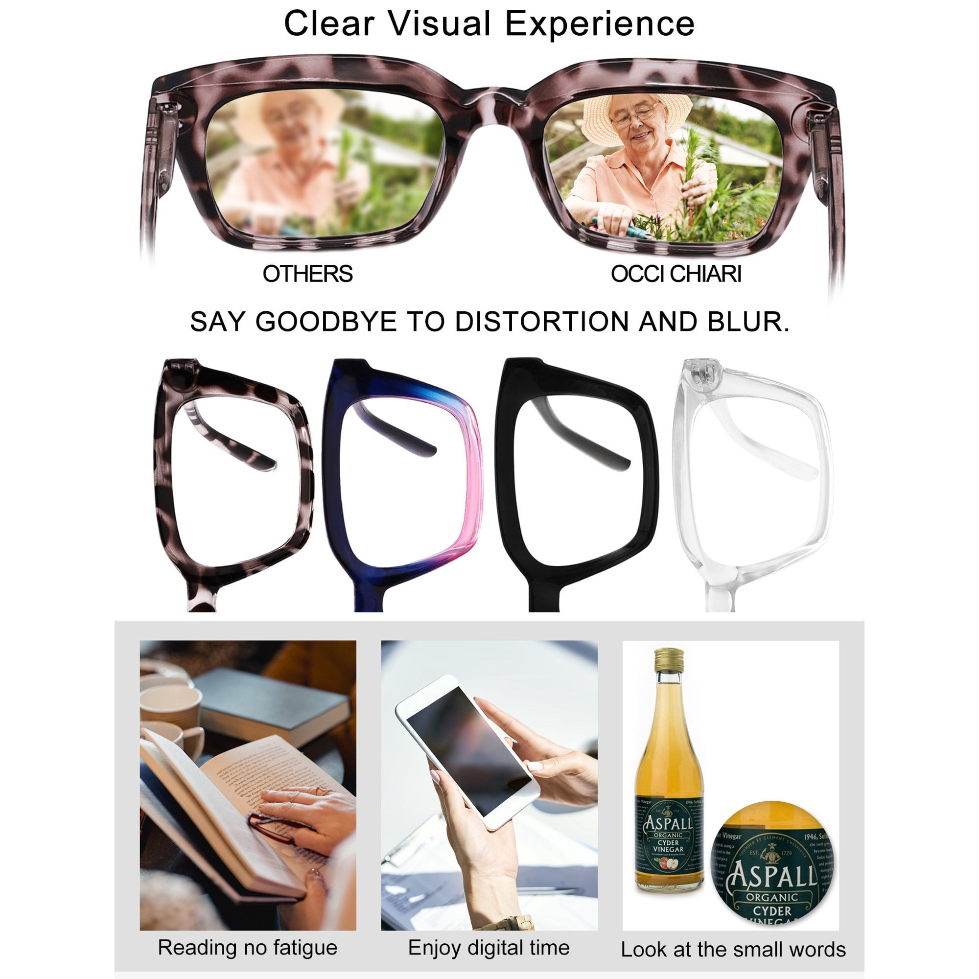 4 Pack Womens Reading Glasses 1.5 Large Readers 1.00 1.50 2.00 2.50 3.00 3.50 Designer Ladies 1.50 Reader Glasses with Spring Hinges and Acrylic Lens, Anti Glare, Relieve Eyestrain