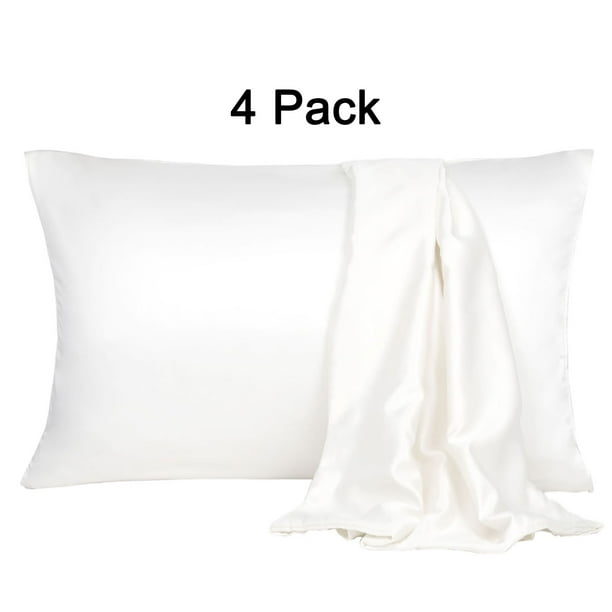 4 Pack Luxury Satin Pillowcase Cooling Silk Pillow Slip Cases Covers