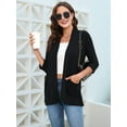 thumbnail image 3 of Womens Casual Cardigan with Pockets 3/4 Sleeve Open Front Dusters Black XL, 3 of 8