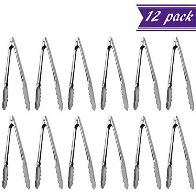 7-Inch Stainless Steel Utility Tong Heavy Duty Small Kitchen Tongs by Tezzorio 7-Inch Stainless Steel Utility Tong Heavy Duty Small Kitchen Tongs by Tezzorio