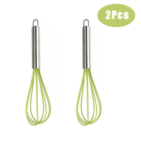 

2Pcs Manual Egg Beater Stainless Steel Silicone Balloon Whisk Cream Mixer for Stirring Mixing Whisking Green