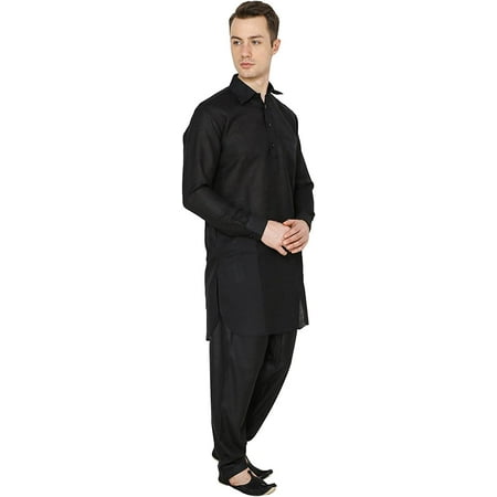 

Royal Kurta Men s Linen Black Pathani Suit