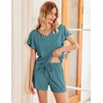 thumbnail image 7 of Ekouaer Women's Pajamas Set Ruffle Sleeves Sleepwear V Neck Comfy 2 Piece Pjs Loungewear Set with Pockets, 7 of 7