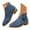 Blue, variant on Oyedens Snow Boots Ankle Booties for Women Fashion Vintage Furry Warm Leather Slip on Winter Boots