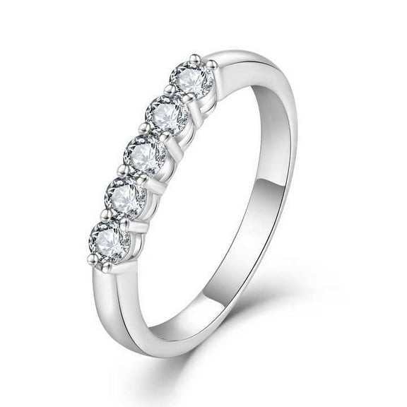 Five Stone Women's Engagement Ring 1.5 Ct Round Brilliant Cut Diamond 14K White Gold Over