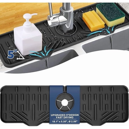Silicone Sink Faucet Drying Mat Kitchen Sink Faucet Splash Guard Faucet Handle Drip Catcher Tray, Dish Sponge Holder Kitchen Sink Accessories Sink Protector Home Kitchen Organization Gadgets Organizer