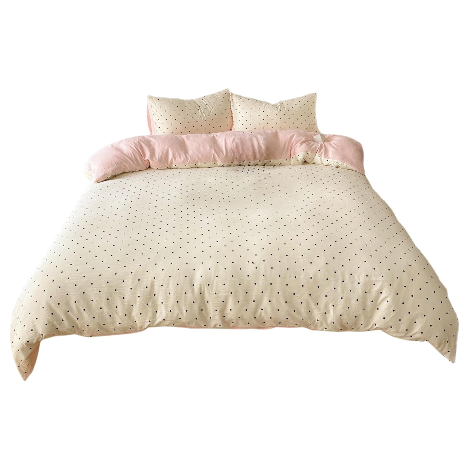 Vfedsrsge Queen Size 4 Piece Pink Girls Bedding Set - Soft Duvet Cover with Fitted Sheet, Pillowcases, Elastic Edge, Non-Fading, Cute Design for Teen Bedroom