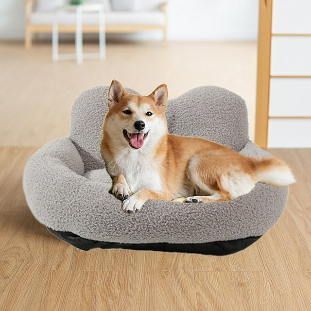 Fiudx Cama para Perro, Suave Algodón, Apta para Perros Grandes y Pequeños, Diseño de Sofá Cálido y Acogedor, Cómoda para Gatos, Fácil de Limpiar, 55 X 52 X 27 Cm, Color Gris.