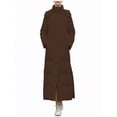 thumbnail image 6 of QSAWXQZ Women's Hooded Maxi Puffer Coat Long Sleeve Solid Winter Warm Side Split Casual Jacket Outerwear Brown L, 6 of 6