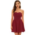 thumbnail image 1 of Fiesde las mujeres sin tirantes con cremalleexpuessólido mini vestido de tubo acampanado Vino Rojo S, 1 of 4