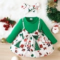 thumbnail image 2 of Zhuashum Baby Girl Dress 6-9 Months Toddler Long Sleeve Christmas Round Neck Color Mastch Santa Prints Dress Dance Party Dresses Fall Winter Clothes Cute Wear Black, 2 of 4