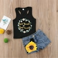 thumbnail image 3 of Kiapeise Toddler Girl Summer Sunflower Sleeveless Vest Tops + Denim Shorts, 3 of 9