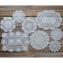 8 Hand Crochet White Lace Doilies Lot for Tables Coasters Dresser Runners