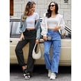 thumbnail image 5 of Eddoyee Womens High Waist Cargo Wide Leg Denim Pants Stretch Casual Jeans S-XXL, 5 of 6