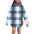 thumbnail image 3 of Ashirexll Oversized Hoodies for Girls Oversize Hoodie 3-14 Years Winter Plaid Fashion Casual Velvet Fleece Lined Comfortable Long Sleeve Hooded Sweatshirt for Kids, 3 of 6