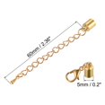 thumbnail image 2 of Unique Bargains 10Sets 5mm Leather Cord End Caps with Lobster Clasps & Extender Chain for DIY, Light Golden, 2 of 7