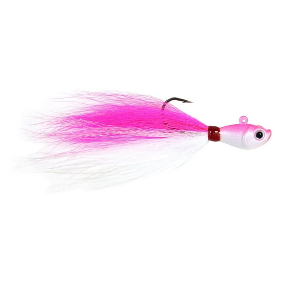Sea Striker Bucktail Jig, Pink/White, Black Nickel Hook, 8oz,