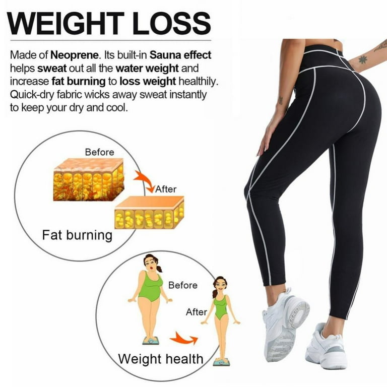 Vaslanda Thermo Sweat Sauna Pants for Women Weight Loss Neoprene Hight  Waisted Leggings Workout Waist Trainer Shaper Thighs 