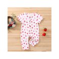 thumbnail image 2 of Qiylii Valentine's Day Baby Girls Romper Love Heart Print Short Sleeves Button Jumpsuit, 2 of 9