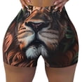 thumbnail image 2 of Lsque Lion Forest Crown Pattern High Waisted Biker Shorts for Women-Tummy Control Fitness Athletic Workout Running Yoga Gym Shorts,Moisture-Wicking-Medium, 2 of 9