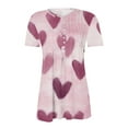 thumbnail image 5 of Lmnyox Women's Short Sleeve Shirt Heart Graphic V Neck Button Tunic Tops Valentine's Day Casual T Shirt Clothes, 5 of 5