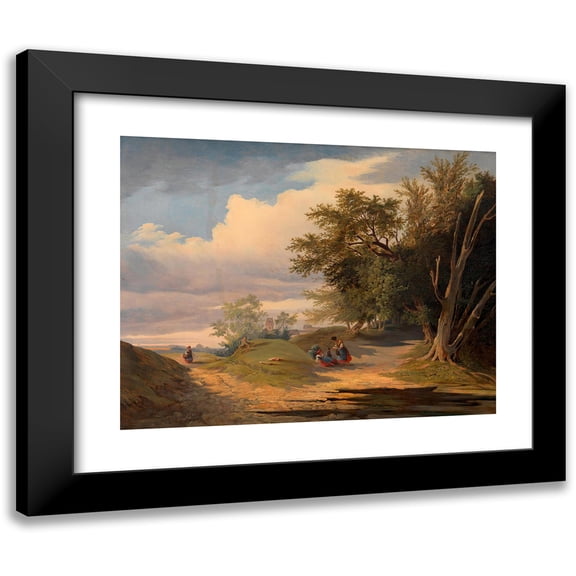 Anton Altmann 14x12 Black Modern Framed Museum Art Print Titled - Landscape (Approx. 1850)