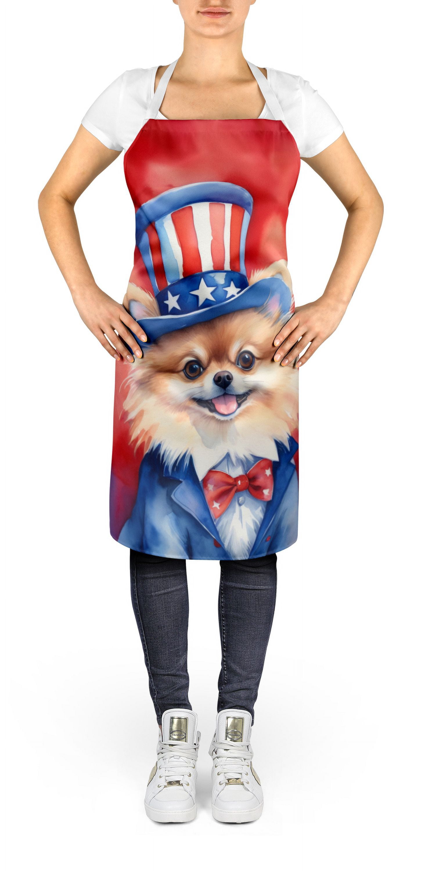 Pomeranian Patriotic American Apron 27 in x 30 in