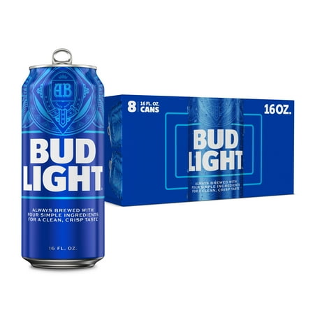 Bud Light American Light Lager Beer 8 Pack 16 fl oz Aluminum Cans 4.2% ABV