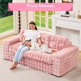 thumbnail image 3 of Hobestluk 3-Seater Sofa Boneless Couch with Tufted Button Design 2 in 1 Comfy Cloud Couch Oversized Sofa for Living Room Bedroom Apartment or Office (Pink, 3 Seater), 3 of 8