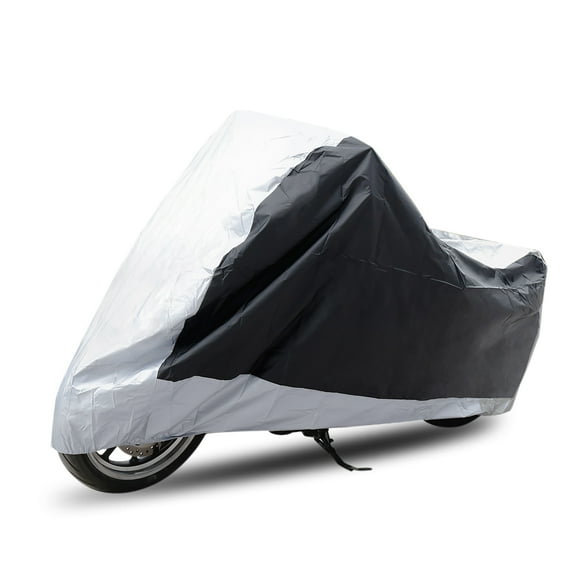 REGALWOVEN 180T Rain Dust Motorcycle Cover Silver Tone Black Outdoor waterproof UV Protector XL