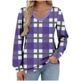 thumbnail image 2 of Womens Oversized Plaid Shirt V Neck Flannel Long Sleeve Pullover Tops Comfy Casual Winter Outfits with Pockets, 2 of 5