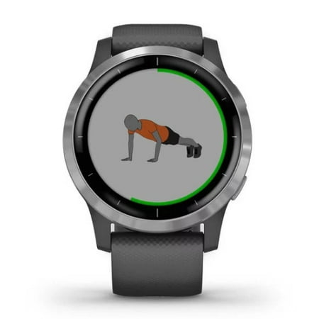 Garmin vívoactive® 4 Silver Stainless Steel Bezel with Shadow Gray Case and Silicone Band