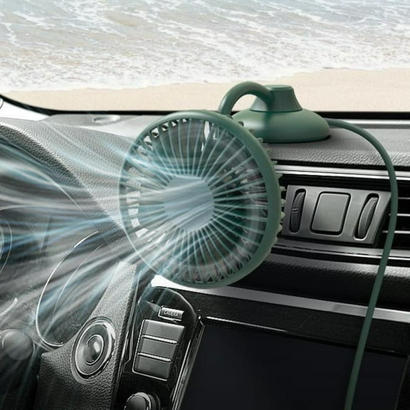 YiBai Car Fan Portable Vehicle Mounted USB Fan 360 Degree Rotation Auto Cool Fan 3 Speed Strong Wind Desk Fan For Dashboard SUV RV Truck Sedan Home Office, Green #N.775