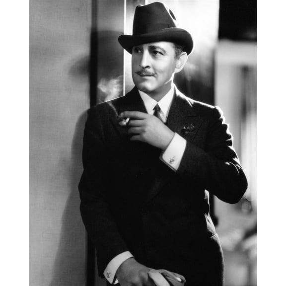 John Barrymore debonair portrait in hat and suit smoking cigarette 5x7 photo