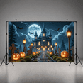 thumbnail image 4 of Gothic Design Halloween Banner with Scary Pumpkins Spooky Castle Backdrop Dark Atmosphere for Halloween Party Decoration, 4 of 5