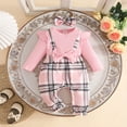 thumbnail image 6 of mgoYE Newborn Infant Baby Girl Clothes Fall Winter Long Sleeve Bubble Romper Plaid Bow One Piece Jumpsuit Cute Outfits, 6 of 9