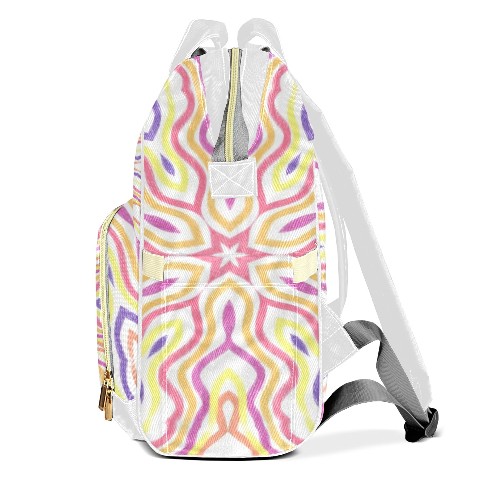 Abstract Kaleidoscope Diaper Backpack – Large Capacity, Insulated Baby Bottle Pocket, Multifunctional Mommy Bag for Boys & Girls