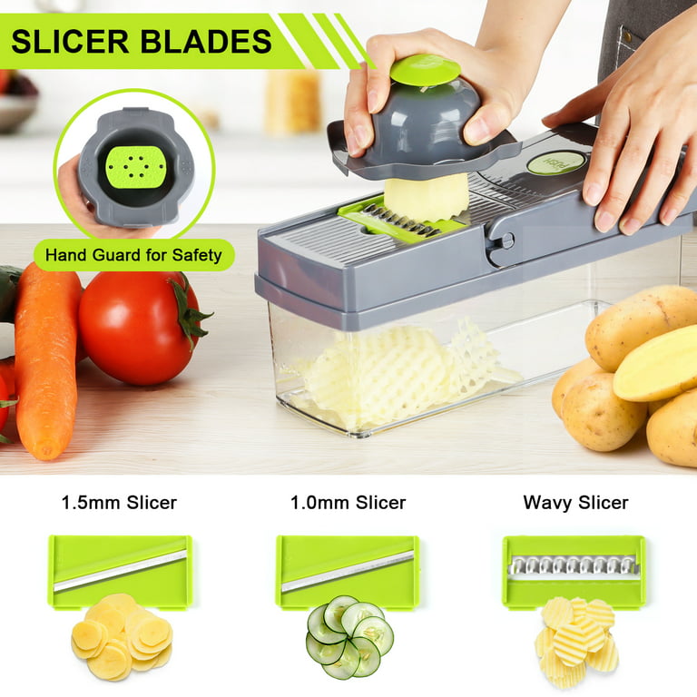 Vesteel 14 in 1 Vegetable Chopper, Multifunctional Food Chopper Vegetable Fruit Cutter Dicer Slicer with 8 Blades, Onion Chopper with Container 
