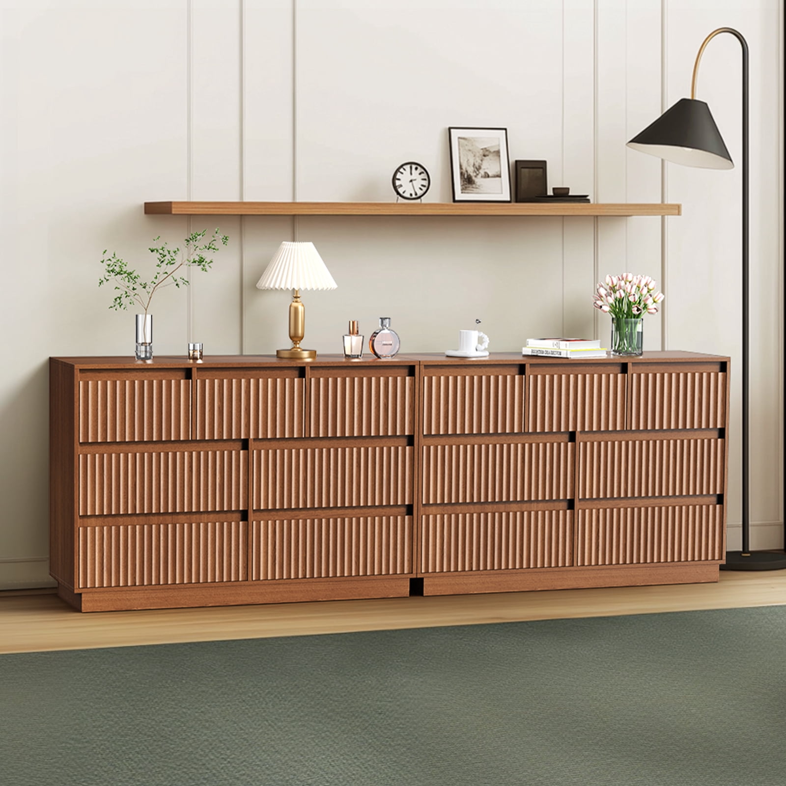 UPGO 7-Drawer Dresser 47"W Double Dresser With Waveform Fluted Panel