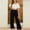Black, variant on Wide Leg Pants for Women Linen High Waisted Buckle Pants With Pockets Elegant Casual Baggy Trousers Black