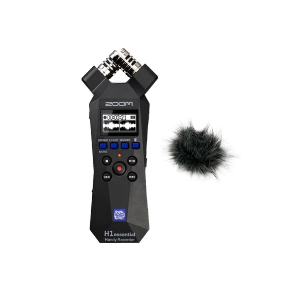 Zoom H1essential Stereo Handy Recorder Bundle with Hairy Windscreen (2 Items)