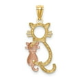 thumbnail image 3 of 14K Two-Tone Gold Charm Pendant Themed Concave Diamond-Cut 26.85 mm, 3 of 4