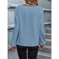 thumbnail image 6 of Womens Tops Dressy Casual V Neck Color Block Business Casual Blouses Long Sleeve Work Shirts Fall Trendy Clothes Blue M, 6 of 7