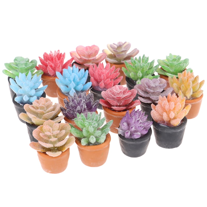 5Pcs Miniature Succulent Plant In Pot For Dollhouse Furniture Decoration 