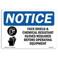 thumbnail image 1 of SignMission OS-NS-A-1218-L-12376 12 x 18 Po Panneau de Signalisation OSHA - Écran Facial et Résistant aux Produits Chimiques, 1 of 1