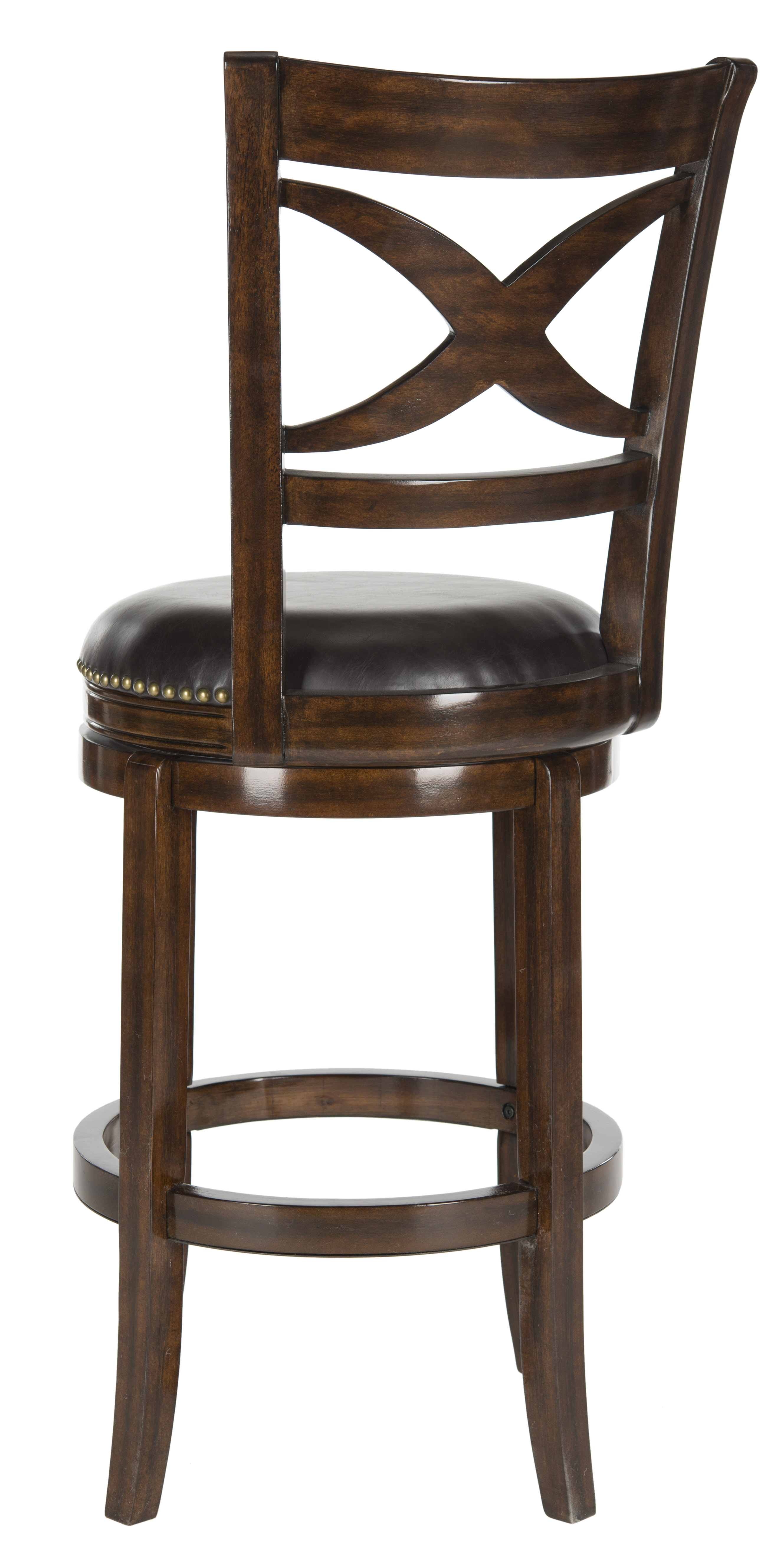 SAFAVIEH Santino Traditional Rustic Swivel Bar Stool with Footrest, Espresso/Brown