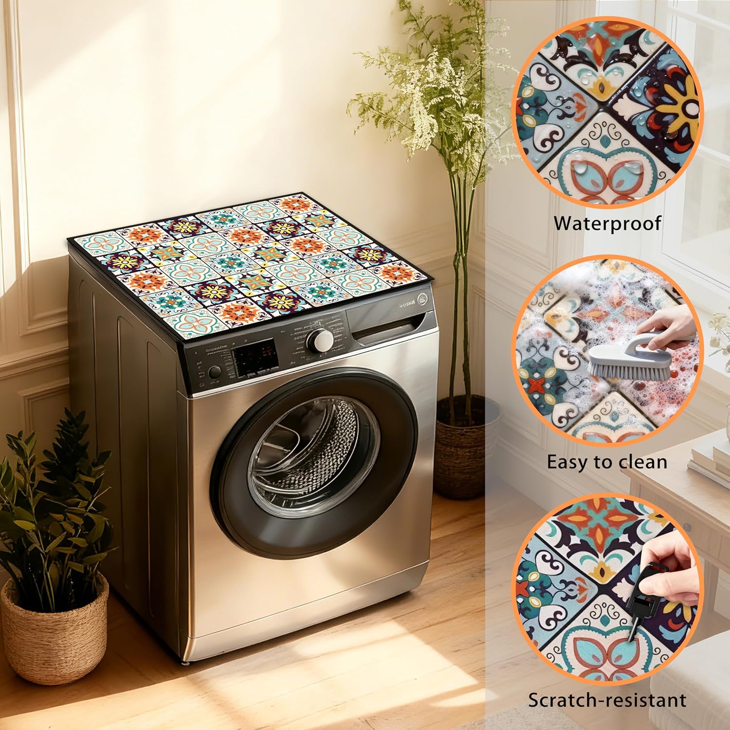 Washer and Dryer Covers for the Top 23.6" X 19.7", Washer and Dryer Top Protector Mat, Non Slip Washing Machine Dust Cover Pad for Laundry Room Kitchen Home Decor