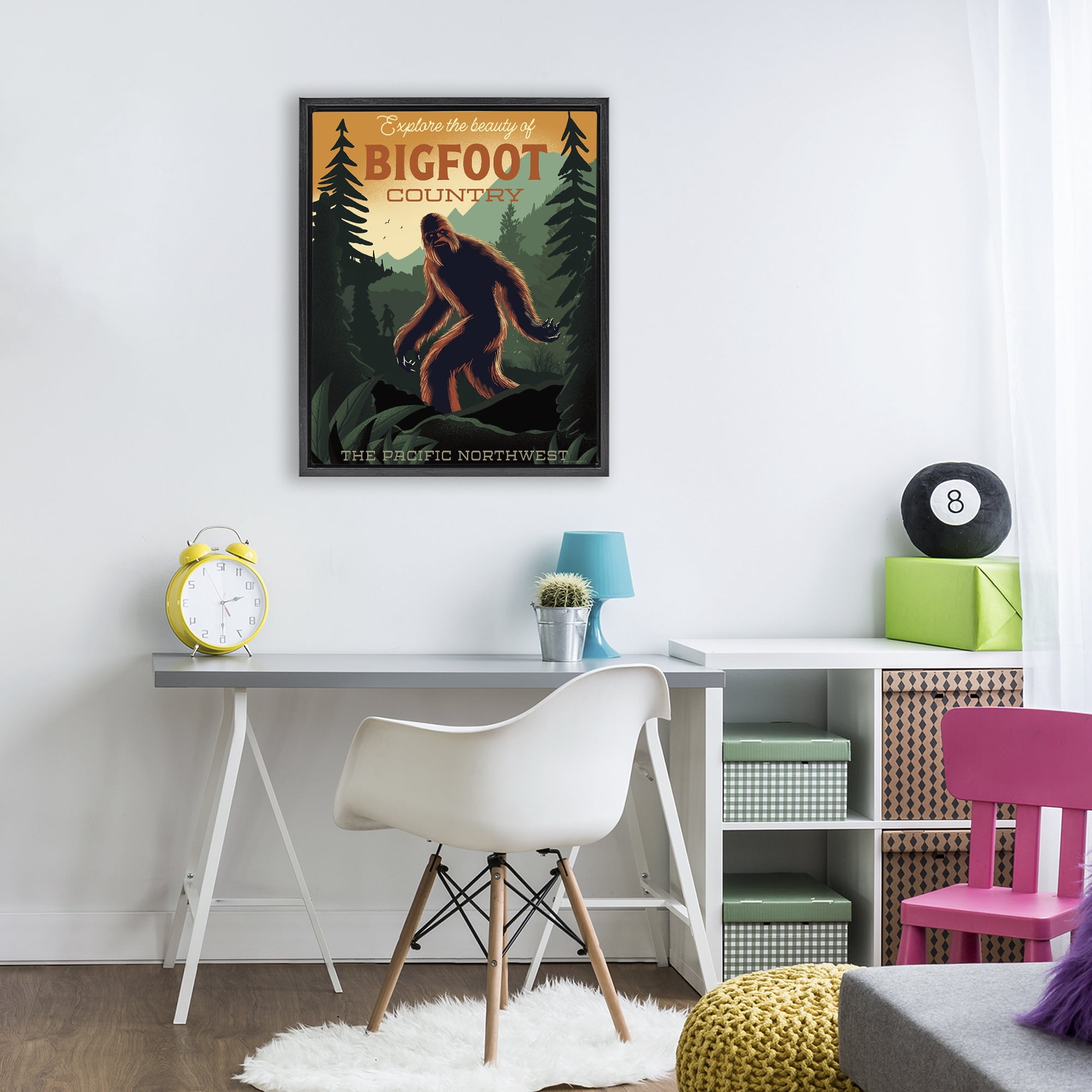 Stupell Industries Cryptid Tourism Wildlife Black Framed Floater Canvas Wall Art, design by Omar Escalante