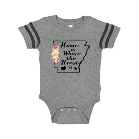 

Inktastic Arkansas Home Where the Heart is with Watercolor Floral Gift Baby Boy or Baby Girl Bodysuit