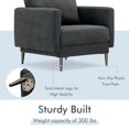 thumbnail image 4 of Canddidliike Modern Upholstered Accent Chair with Removable Backrest Cushion-Gray, Padded Seat, Wingback Chair for Bedroom Desk, 4 of 4